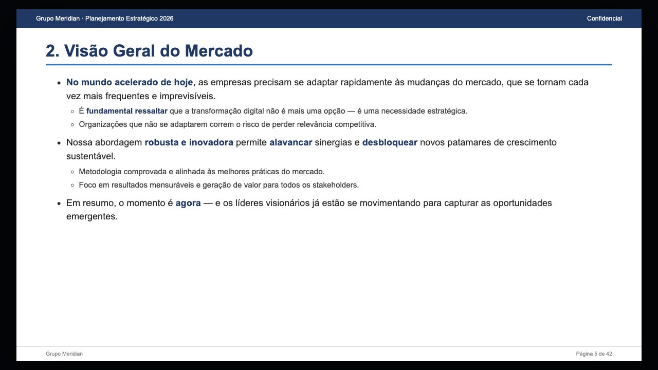 Slide de texto corrido com bullets