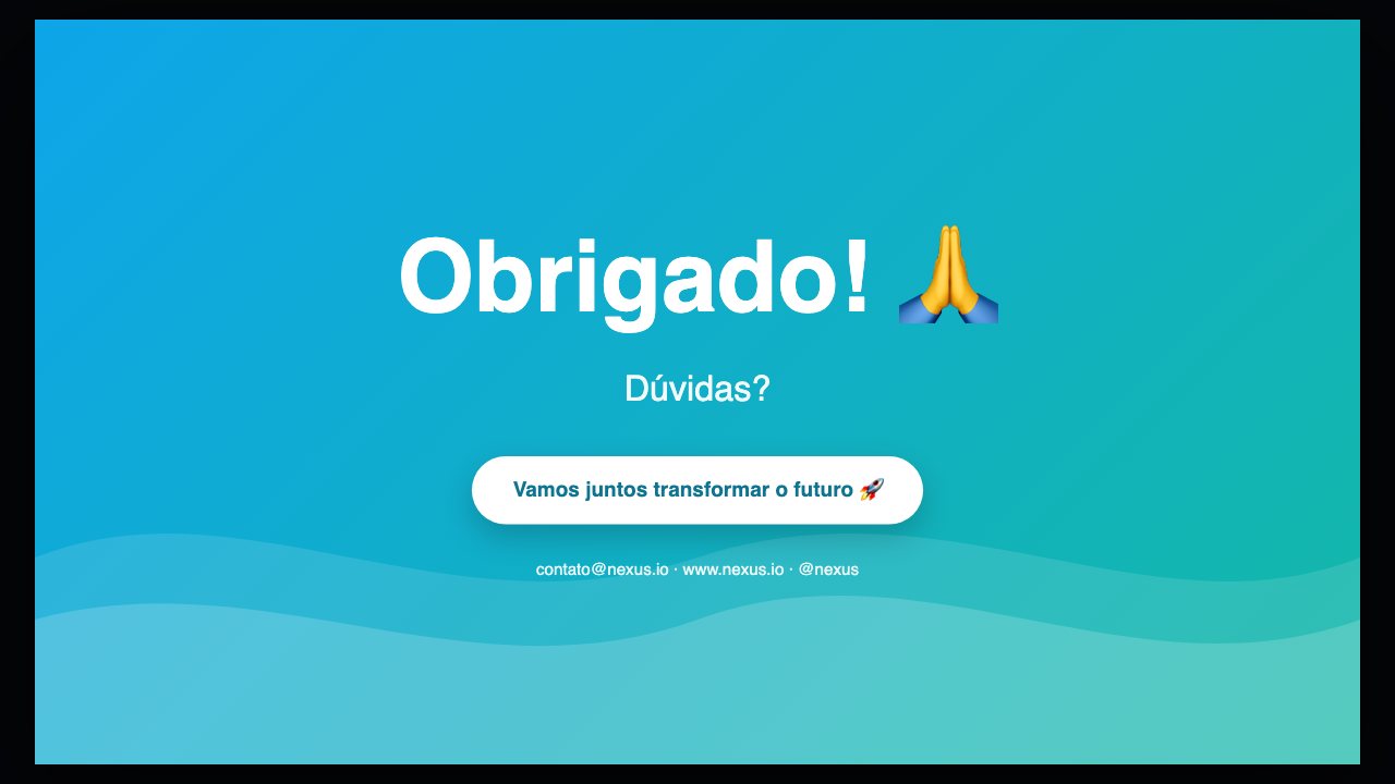 Slide 'Obrigado!' com emoji